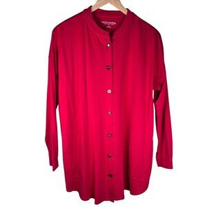 Soft Surroundings Boyfriend Shirt Size Large Pink Top Cotton Blouse Sweater